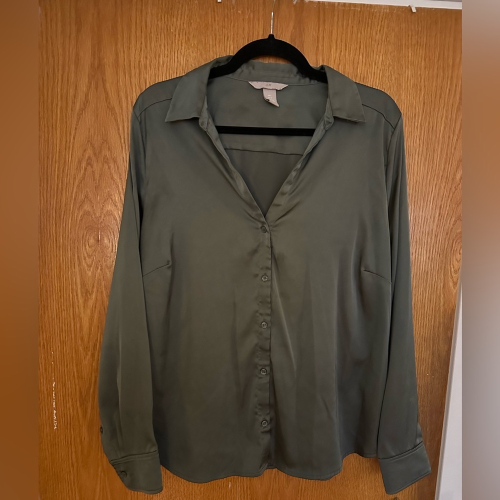 Olive Green Satin Blouse